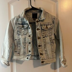Authentic True Religion Classic Blue Jean Jacket with Cropped Style